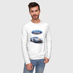 Лонгслив хлопковый мужской Ford motorsport - sketch, цвет: белый — фото 2