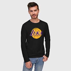 Лонгслив хлопковый мужской Luka Doncic Lakers, цвет: черный — фото 2