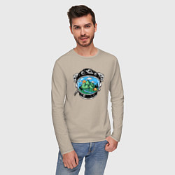 Лонгслив хлопковый мужской Space camp, цвет: миндальный — фото 2