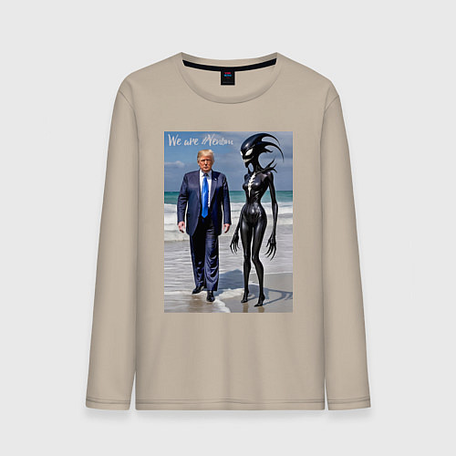 Мужской лонгслив Donald Trump and symbiote girl - ai art fantasy / Миндальный – фото 1