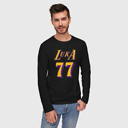 Лонгслив хлопковый мужской Luka 77 number, цвет: черный — фото 2