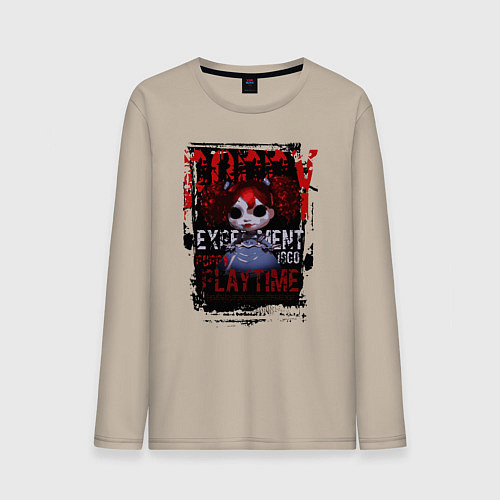 Мужской лонгслив Кукла Поппи из Poppy Playtime / Миндальный – фото 1