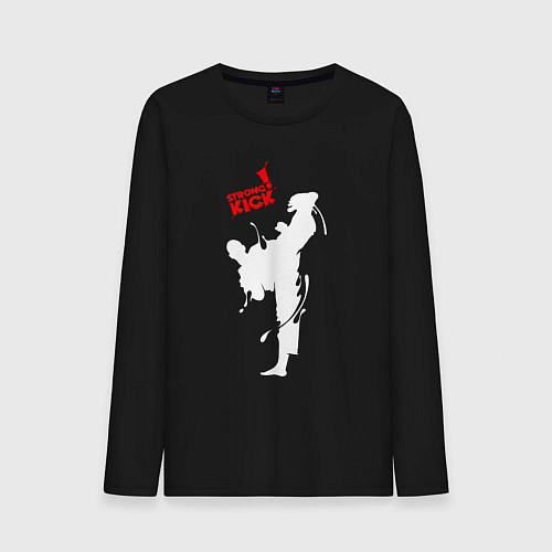 Мужской лонгслив Кикбоксинг - атака / Черный – фото 1