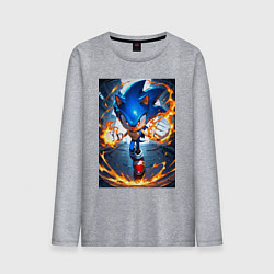 Лонгслив хлопковый мужской Соник огненные кулаки, цвет: меланж
