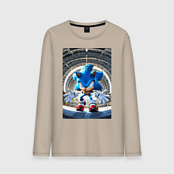 Лонгслив хлопковый мужской Соник на сексетной базе, цвет: миндальный