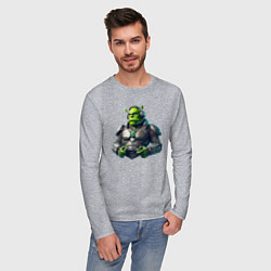 Лонгслив хлопковый мужской G2 esports team - cyber Shrek, цвет: меланж — фото 2