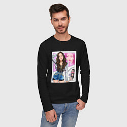 Лонгслив хлопковый мужской Blackpink - Jisoo, цвет: черный — фото 2