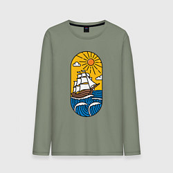Лонгслив хлопковый мужской Sunny ship, цвет: авокадо