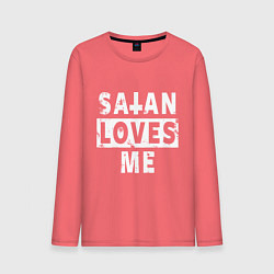 Лонгслив хлопковый мужской Сатана любит меня, цвет: коралловый