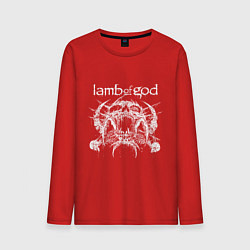Лонгслив хлопковый мужской Lamb of god - skull, цвет: красный