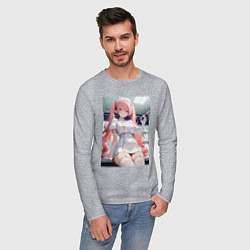 Лонгслив хлопковый мужской Медсестричка сделает тебе укол любви, цвет: меланж — фото 2