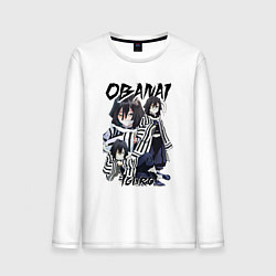 Лонгслив хлопковый мужской Клинок рассекающий демонов Obanai Iguro, цвет: белый
