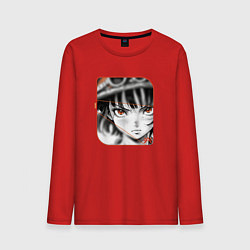 Лонгслив хлопковый мужской Оранжевоглазая девушка, цвет: красный