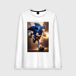 Лонгслив хлопковый мужской Бегущий Соник, цвет: белый