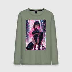 Лонгслив хлопковый мужской Тифа Локхарт из Final Fantasy VII в стиле киберпан, цвет: авокадо