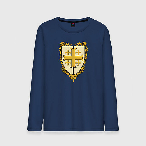 Мужской лонгслив Герб рыцарей Иерусалима из Царства Небесного / Тёмно-синий – фото 1