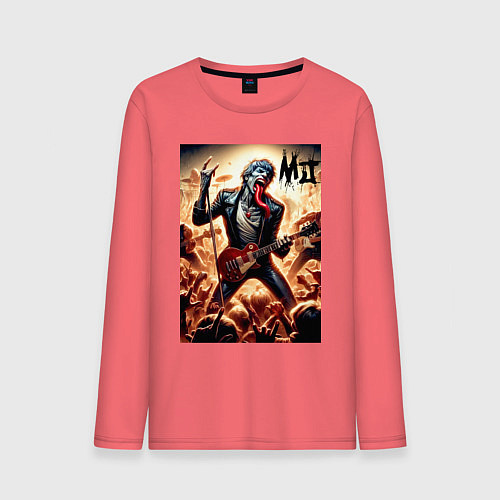 Мужской лонгслив Mick Jagger - Rolling Stones / Коралловый – фото 1