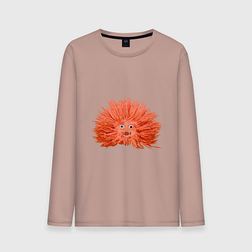 Мужской лонгслив Сartoon monster fluffy orange / Пыльно-розовый – фото 1