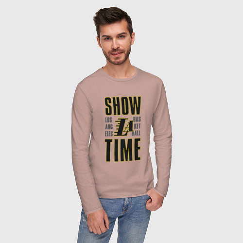 Мужской лонгслив Lakers show time / Пыльно-розовый – фото 3