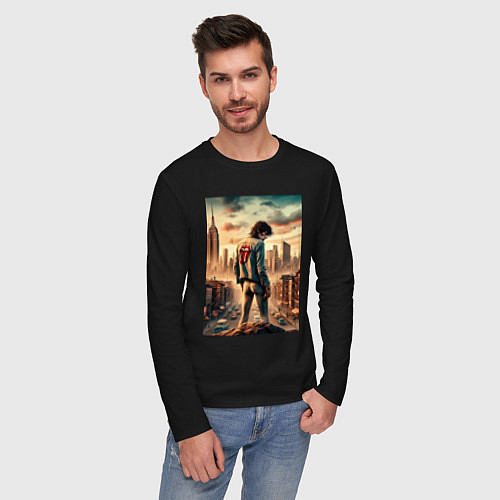 Мужской лонгслив Mick Jagger is the world legend / Черный – фото 3