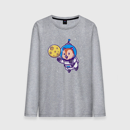 Мужской лонгслив Белочка в космосе / Меланж – фото 1