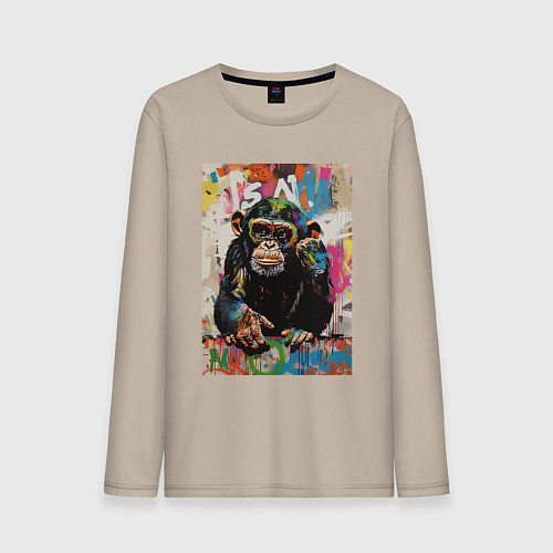 Мужской лонгслив Monkey color / Миндальный – фото 1