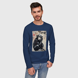Лонгслив хлопковый мужской Style monkey, цвет: тёмно-синий — фото 2