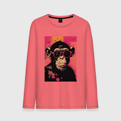 Мужской лонгслив Крутая обезьянка / Коралловый – фото 1