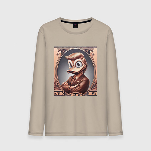 Мужской лонгслив Дональд Дак-Трамп на денежной купюре / Миндальный – фото 1