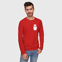 Лонгслив хлопковый мужской Leebit in pocket, цвет: красный — фото 2