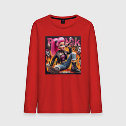 Лонгслив хлопковый мужской Barbie singer - punks not dead, цвет: красный