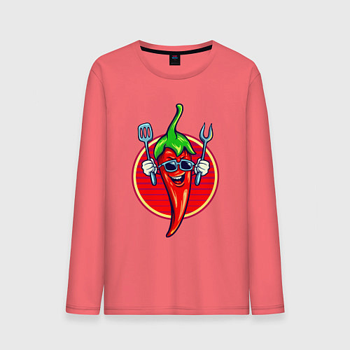 Мужской лонгслив Горячий перчик / Коралловый – фото 1