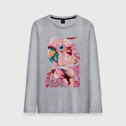 Лонгслив хлопковый мужской Розовый попугай, цвет: меланж