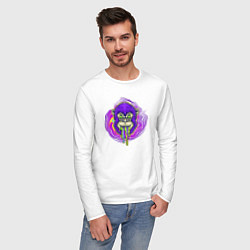 Лонгслив хлопковый мужской Purple monkey, цвет: белый — фото 2