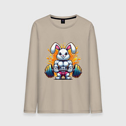 Лонгслив хлопковый мужской Gym bunny barbell, цвет: миндальный