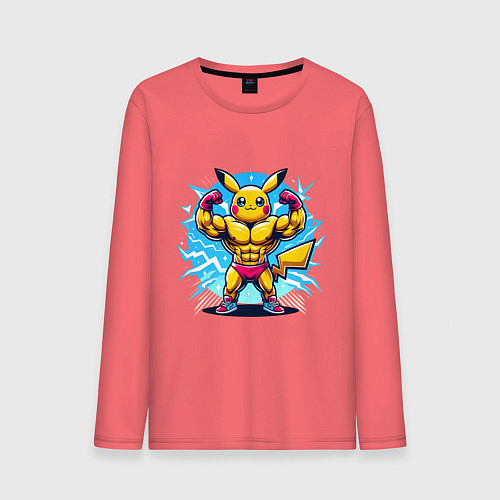 Мужской лонгслив Big Pikachu / Коралловый – фото 1