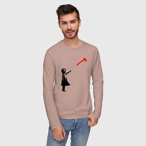 Мужской лонгслив Девочка и топор / Пыльно-розовый – фото 3