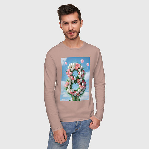 Мужской лонгслив Тюльпаны к 8 марта / Пыльно-розовый – фото 3