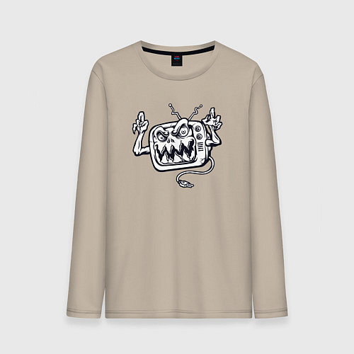 Мужской лонгслив Телевизор монстр / Миндальный – фото 1