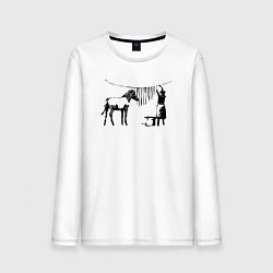 Лонгслив хлопковый мужской Banksy zebra, цвет: белый