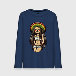Лонгслив хлопковый мужской Smile jamaica girl, цвет: тёмно-синий
