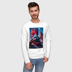 Лонгслив хлопковый мужской Хогвартс-Экспресс, цвет: белый — фото 2