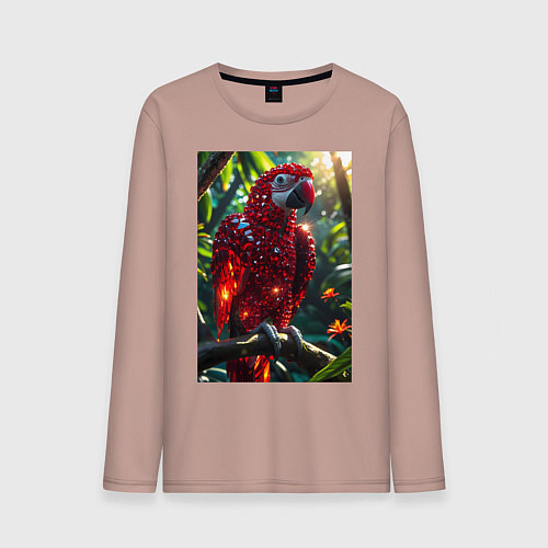Мужской лонгслив Попугай из драгоценных камней / Пыльно-розовый – фото 1