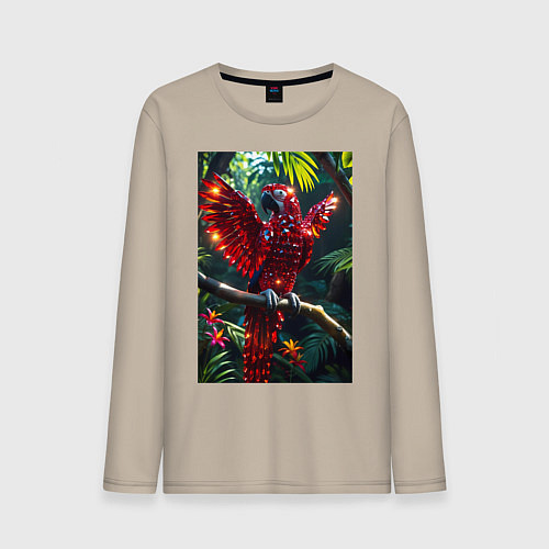 Мужской лонгслив Попугай из драгоценных камней / Миндальный – фото 1