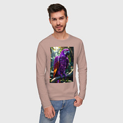 Лонгслив хлопковый мужской Попугай из драгоценных камней, цвет: пыльно-розовый — фото 2