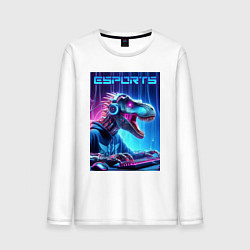 Мужской лонгслив Tyrannosaurus is esports player - neon glow