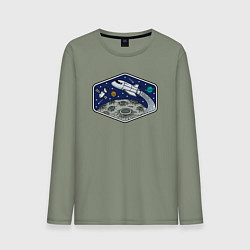 Лонгслив хлопковый мужской Шаттл над луной, цвет: авокадо