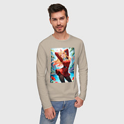 Лонгслив хлопковый мужской Марин Китагава косплей 002 Darling in the Franxx, цвет: миндальный — фото 2