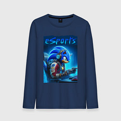 Мужской лонгслив Hedgehog Sonic is esports player - neon glow