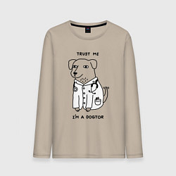 Лонгслив хлопковый мужской Поверь мне, я доктор, цвет: миндальный